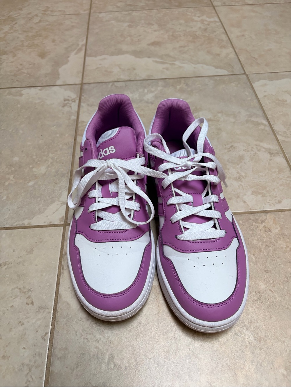 adidas White and Lavender/Purple Low-Top Sneakers